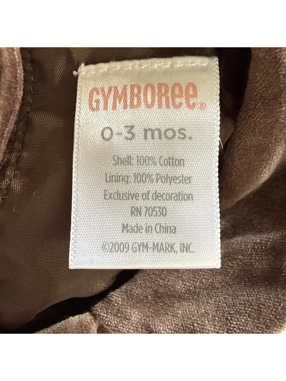 Gymboree 2009 Teddy Bear Line Smocked Embroidered Brown Dress Velvet 0-3m